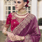 Rajwada Purple Satin Embroidered Saree For Women