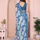 Rajwada Blue Georgette Floral Print Saree For Women