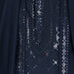 Rajwada Navy Blue Viscose Silk Sequins Stitched Kurta For Men