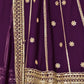 Rajwada Dark Purple Georgette Embroidered Semi-Stitched lehenga For Women