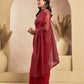 Rajwada Maroon Cotton Linen Zari Work Saree For Women