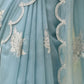 Rajwada Sky Blue Organza Embroidered And Cutwork Solid Saree For Women