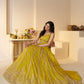 Rajwada Yellow Jimmy Choo Embroidered Semi-Stitched Lehenga For Women