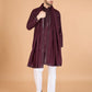 Rajwada Maroon Viscose Silk Sequins Stitched Kurta For Men