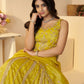 Rajwada Yellow Jimmy Choo Embroidered Semi-Stitched Lehenga For Women