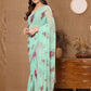 Rajwada Pastel Green Georgette Floral Print Saree For Women