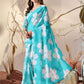 Rajwada Sky Blue Georgette Printed Saree For Women