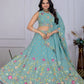 Rajwada Sea Green Georgette Embroidered Semi-Stitched lehenga For Women