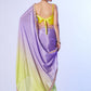 Rajwada Lavender And Yellow Chinon Lace Work Saree With Unstitched Blouse For Women