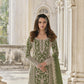 Rajwada Green Silk Blend Embroidered Semi Stitched Kurta Set For Women