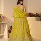 Rajwada Yellow Jimmy Choo Embroidered Semi-Stitched Lehenga For Women