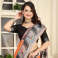 Rajwada Orange Cotton Linen Solid Printed Saree For Women
