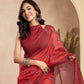 Rajwada Maroon Cotton Linen Zari Work Saree For Women
