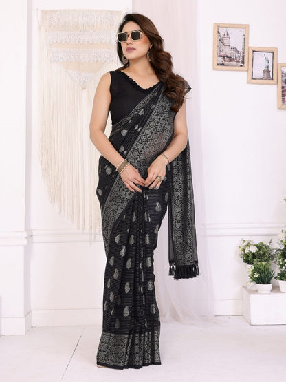Rajwada Black Georgette Printed Saree For Women