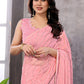 Rajwada Light Pink Georgette Embellished Saree For Women
