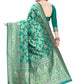 Rajwada Sea Green Silk Blend Embellished Saree For Women