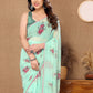 Rajwada Pastel Green Georgette Floral Print Saree For Women