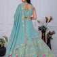 Rajwada Sea Green Georgette Embroidered Semi-Stitched lehenga For Women