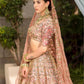 Rajwada Peach Silk Blend Embellished Semi Stitched Lehenga For Women