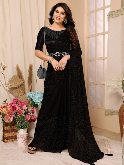 Rajwada Black Georgette Embellished Saree For Women