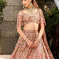 Rajwada Peach Silk Blend Embellished Semi Stitched Lehenga For Women