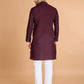 Rajwada Maroon Viscose Silk Sequins Stitched Kurta For Men