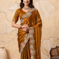 Rajwada Mustard Brown Chiffon Embroidered Saree For Women