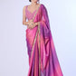 Rajwada Pink And Purple Chinon Lace Work Saree With Unstitched Blouse For Women