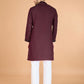 Rajwada Maroon Viscose Silk Embellished Stitched Kurta For Men
