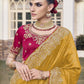 Rajwada Yellow Satin Embroidered Saree For Women