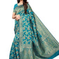 Rajwada Blue Silk Blend Embellished Saree For Women
