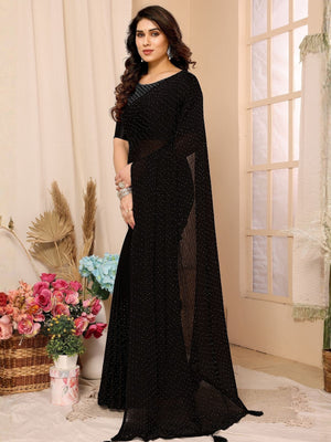 Rajwada Black Georgette Embellished Saree For Women