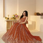 Rajwada Orange Jimmy Choo Embroidered Semi-Stitched Lehenga For Women