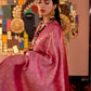 Rajwada Pink Silk Blend Woven Saree With Unstitched Blouse For Women