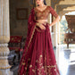 Rajwada Maroon Silk Blend Embroidered Lehenga For Women