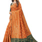 Rajwada Orange Silk Blend Embellished Saree For Women