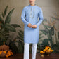 Rajwada Sky Blue Silk Blend Embellished Kurta For Men