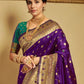 Rajwada Deep Purple Silk Blend Woven Pithani Saree For Women