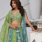 Rajwada Green Georgette Tissue Embroidered Semi-Stitched Lehenga For Women