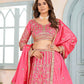 Rajwada Pink Chinon Sequence Embroidered Semi-Stitched Lehenga For Women