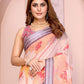 Rajwada Peach Cotton Linen Printed Saree For Women