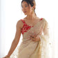 Rajwada Beige Organza Embellished Solid Saree For Women