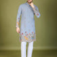 Rajwada Blue Cotton Embroidered Stitched Kurta For Men