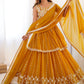 Rajwada Yellow Georgette Embroidered Stitched Kurta Set For Women