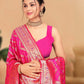 Rajwada Pink Woven Banarasi Silk Saree With Unstitched Blouse for Women