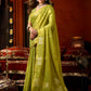 Rajwada Lime Green Silk Blend Solid Saree For Women
