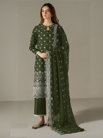 Rajwada Olive Georgette Embroidered Semi Stitched Kurta Set For Women