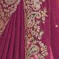 Rajwada Dark Pink Satin Embroidered Saree For Women