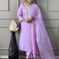 Rajwada Lavender Viscose Embroidered Stitched Kurta Set For Women
