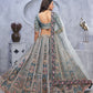 Rajwada Grey Organza Embellished Semi-Stitched Lehenga With Unstitched Blouse For Women